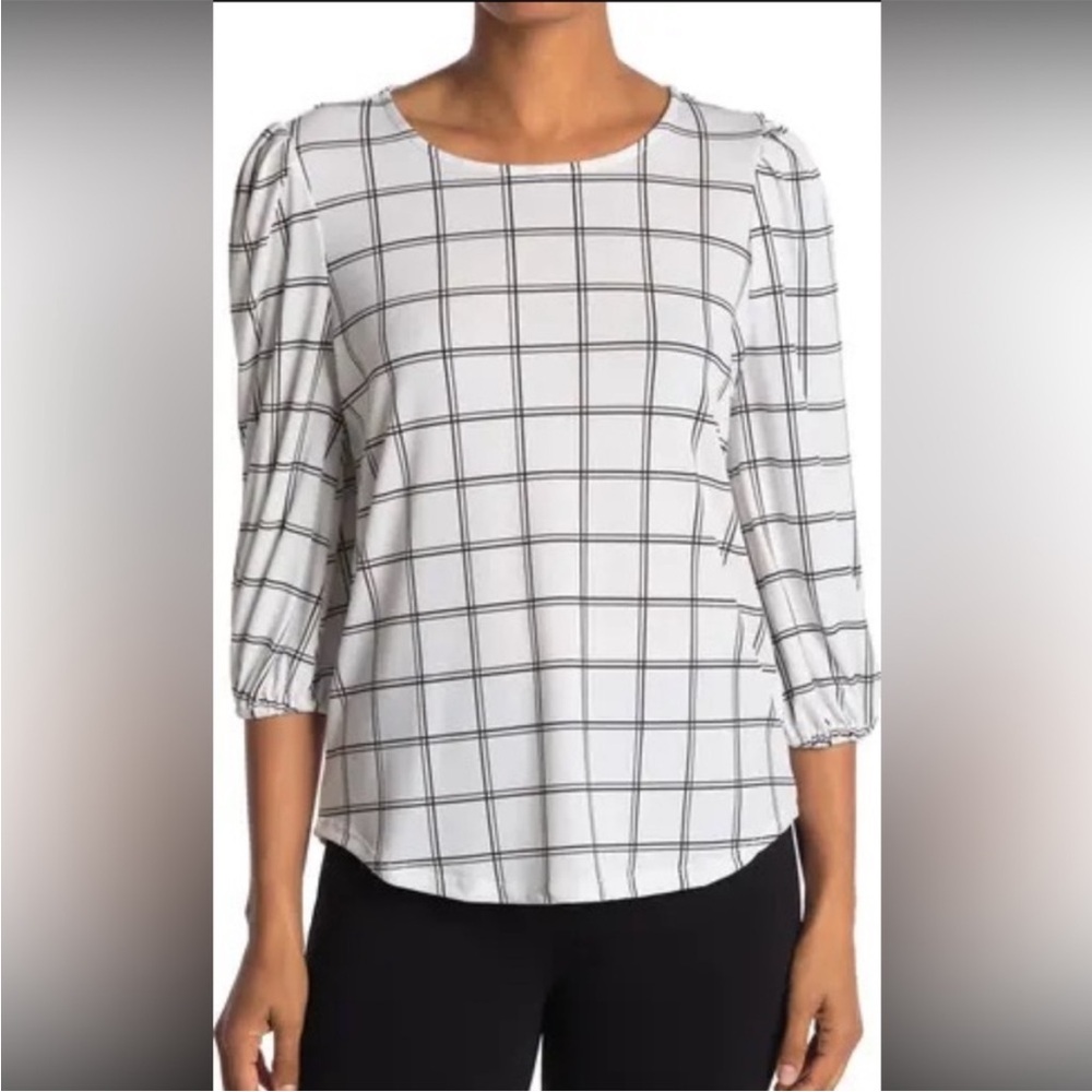 Women's Black and White Checkered Top